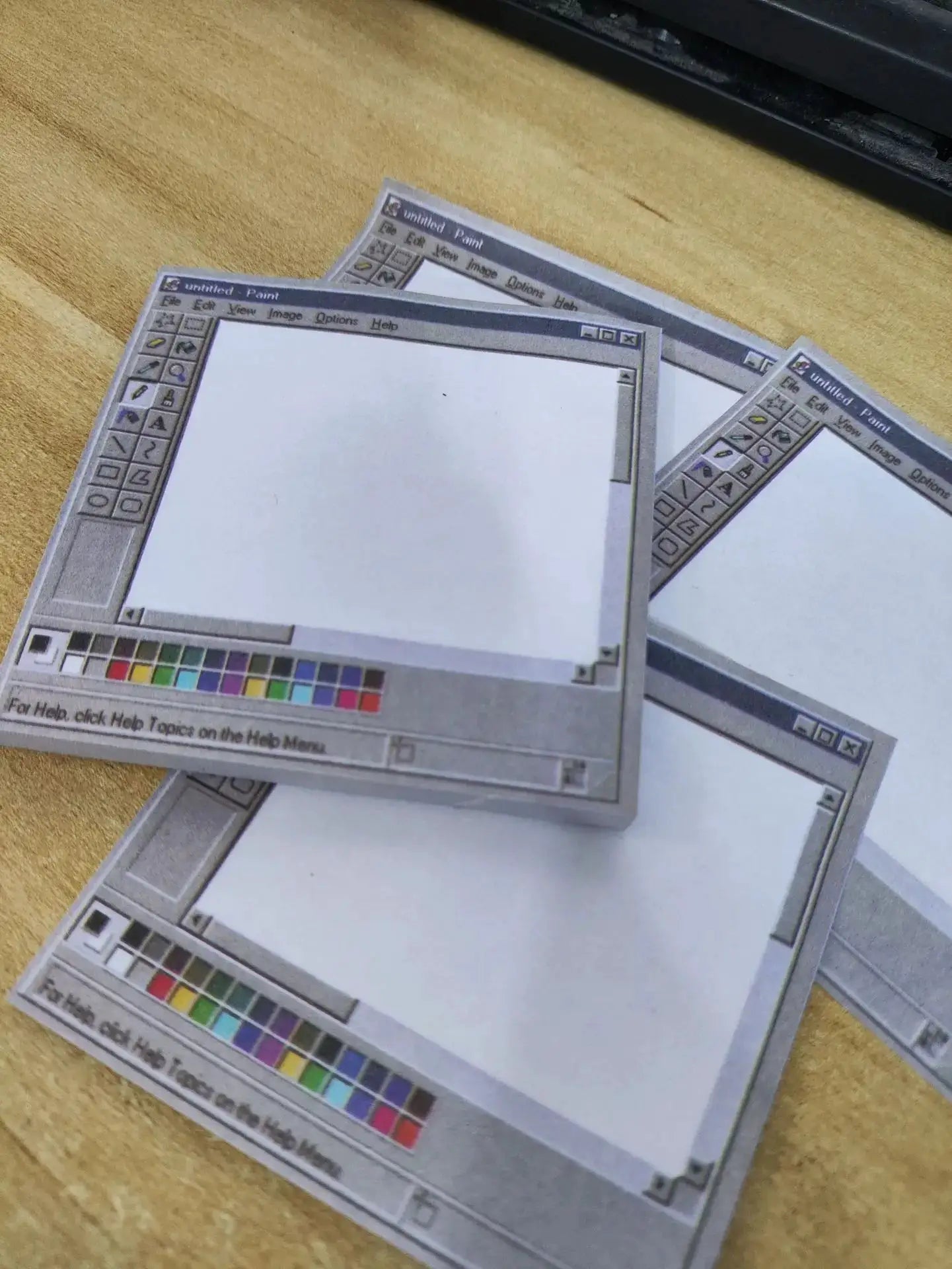 Notepad set by Simples Market; 50-page retro computer drawing tools pattern, Windows-style UI frames with color swatches