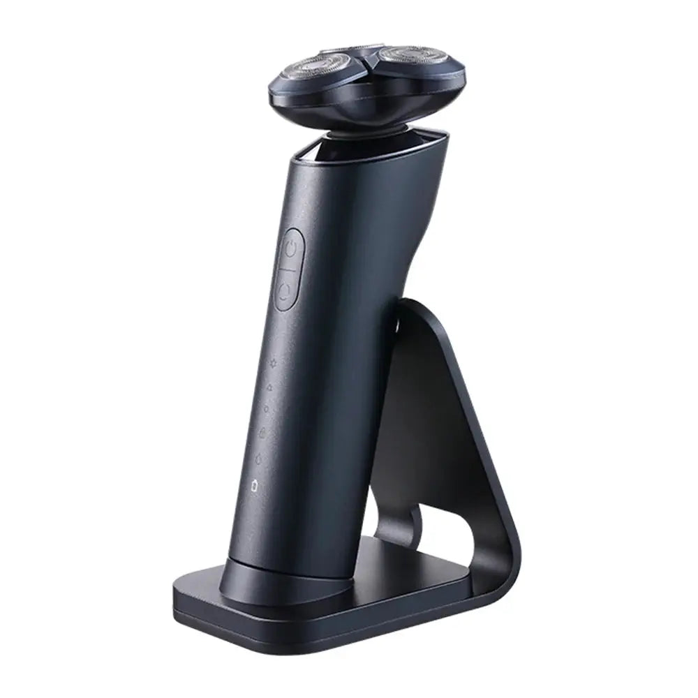 MIJIA S700 electric shaver with 3-head rotary blades on a stand, dark blue cordless trimmer by Simples Market