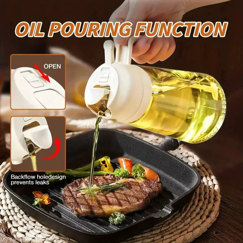 2 In 1 500ml Plastic Kitchen Oil Sprayer Bottle For Olive Oil Dispenser BBQ Baking Roasting