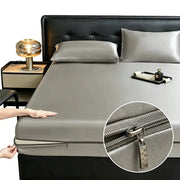 6-Sided zipper satin mattress encasement by Simples Market, grey full-size deep-pocket protector