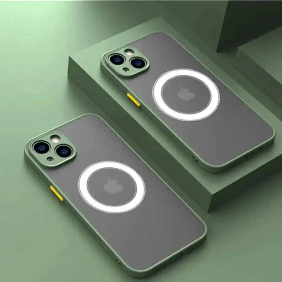 Luxury Matte Armor MagSafe Case For iPhone 16 15 14 13 12 11 Pro Max Mini XS XR Cover Protection