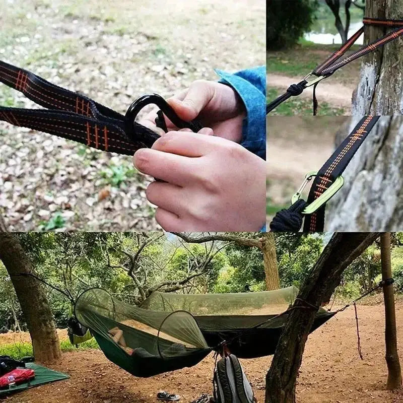 2pcs Hammock Straps by Simples Market, reinforced polyester with 5-ring high-load design for outdoor camping