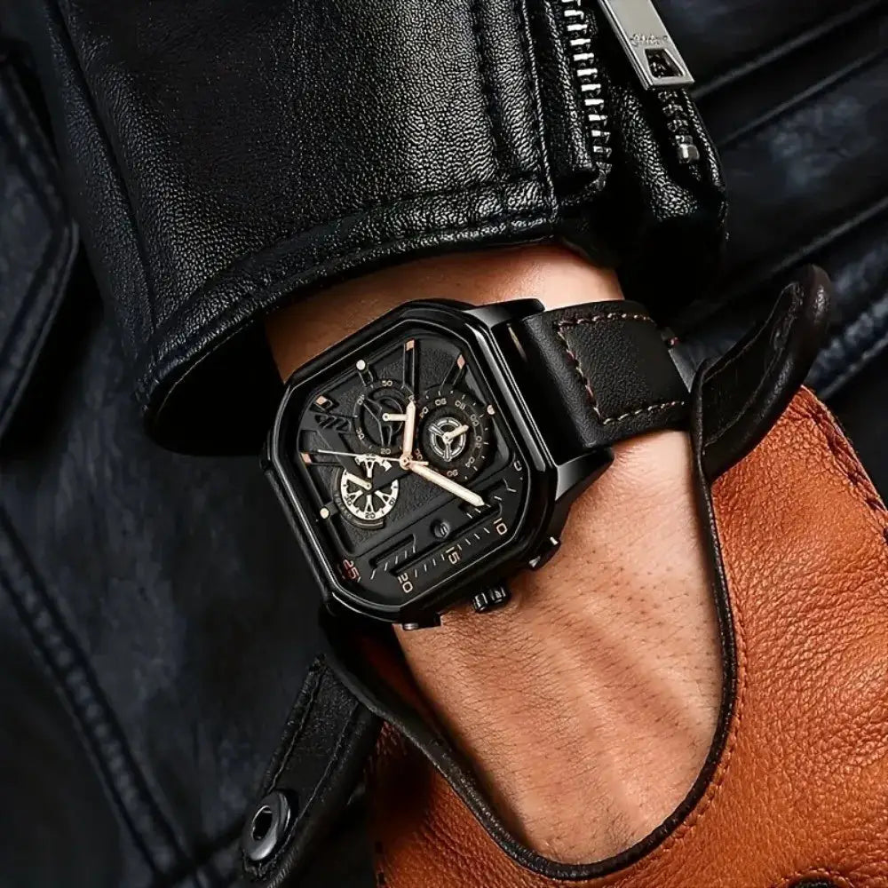 Yolako Luxury Big Dial Mens Square Watch With PU Leather Strap Alloy Case For Casual And Sports