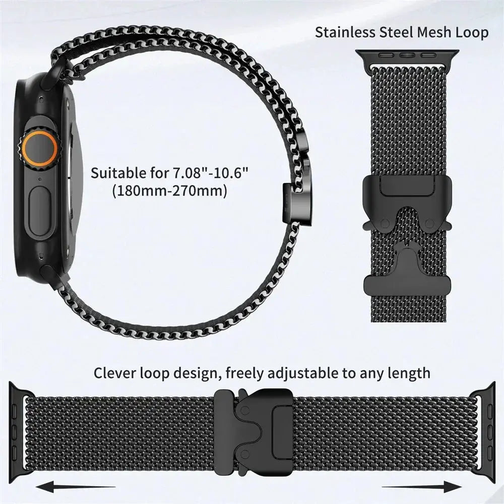 Titanium Milanese Loop For Apple watch Ultra 2 49mm 46mm 42mm 41mm 45mm 44mm 38-40mm Series 10 9 8 7 6 5 4 SE Straps Accessories