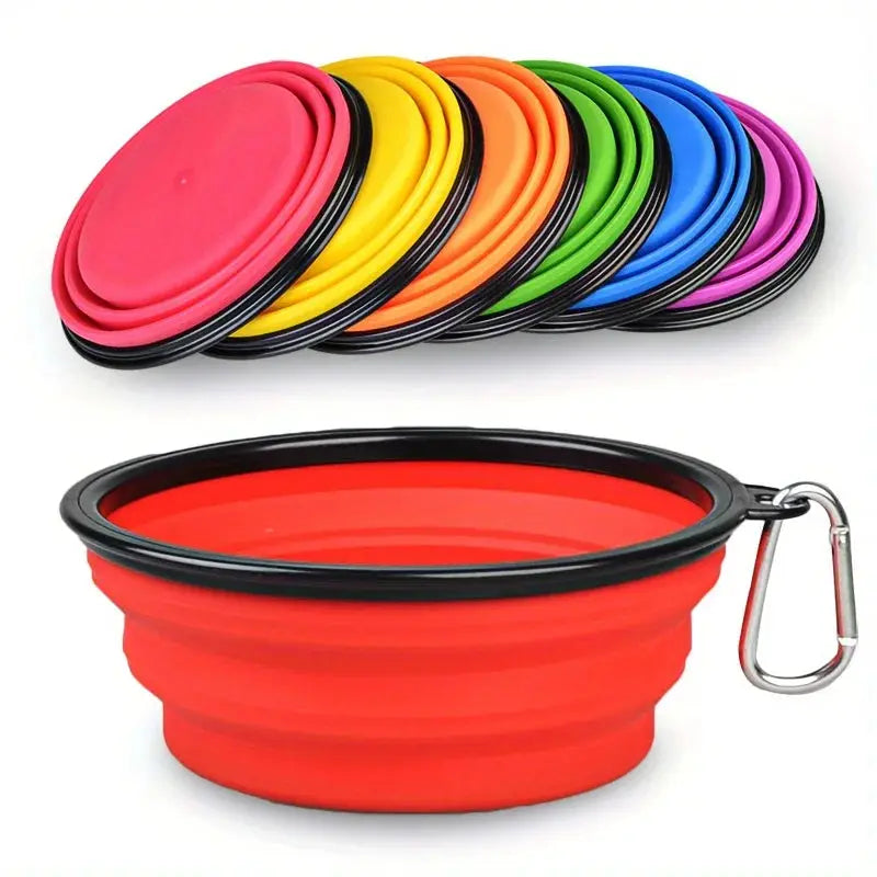 Foldable Dog Travel Bowl Portable Silicone Water Bowl with Lip