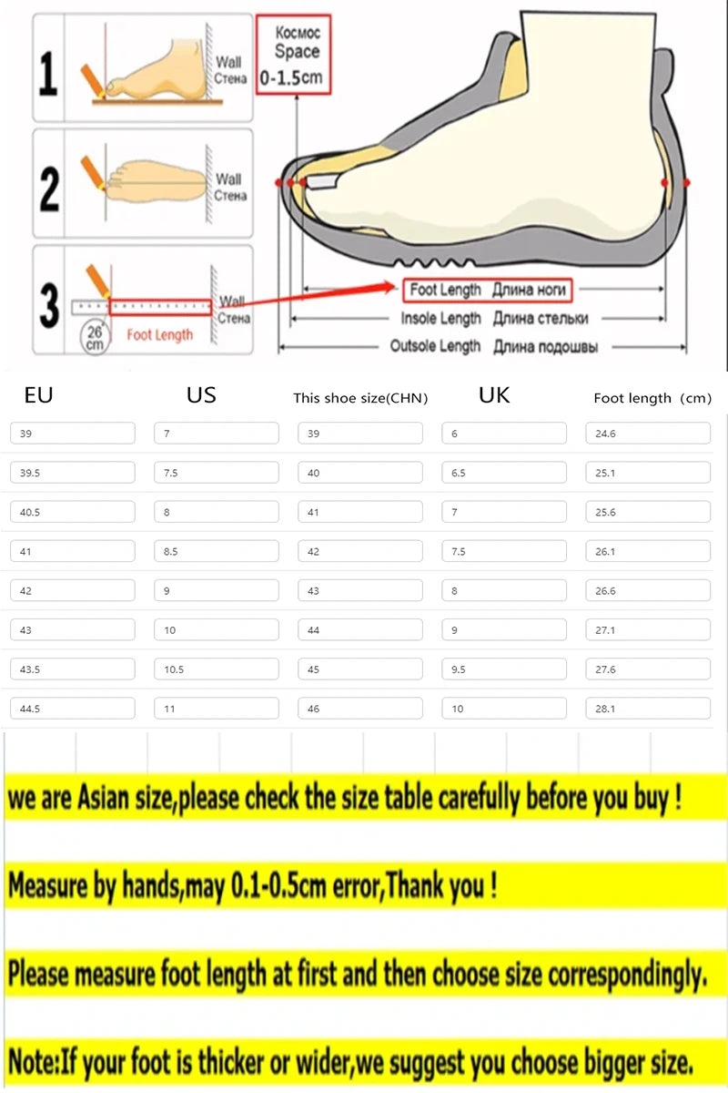 Simples Market Mens Sneakers with rotating buckle; non-slip lace-up outdoor shoes plus EU/US/UK size chart.