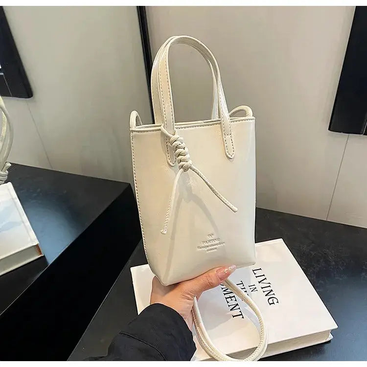 PU leather mini crossbody bag, white, by Simples Market