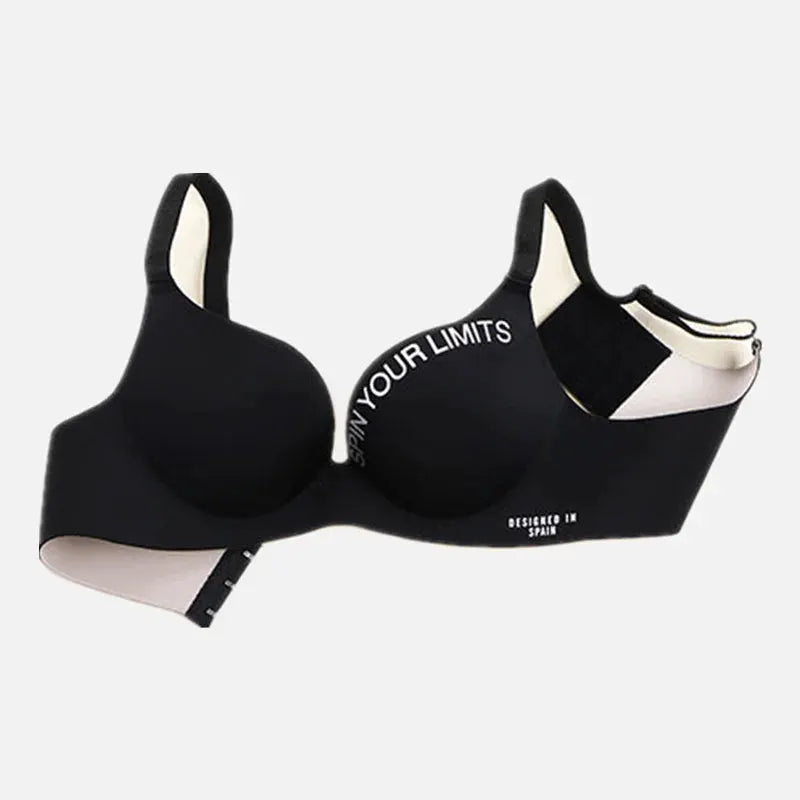 Simplicity Letters Printed Bra by Simples Market, black seamless bralette with printed slogan