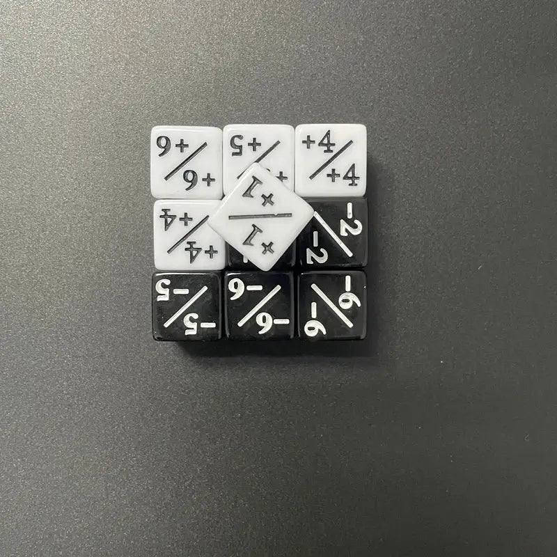 Ten Piece D6 Dice Counters Set With Plus One And Minus One Marks For Math Teaching And Card Game Accessories