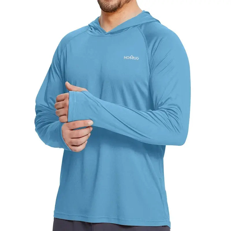 Men's UPF50 Plus Performance T Shirt Hoodie Long Sleeve Sun Protection Quick Dry for Running Fishing Casual Wear
