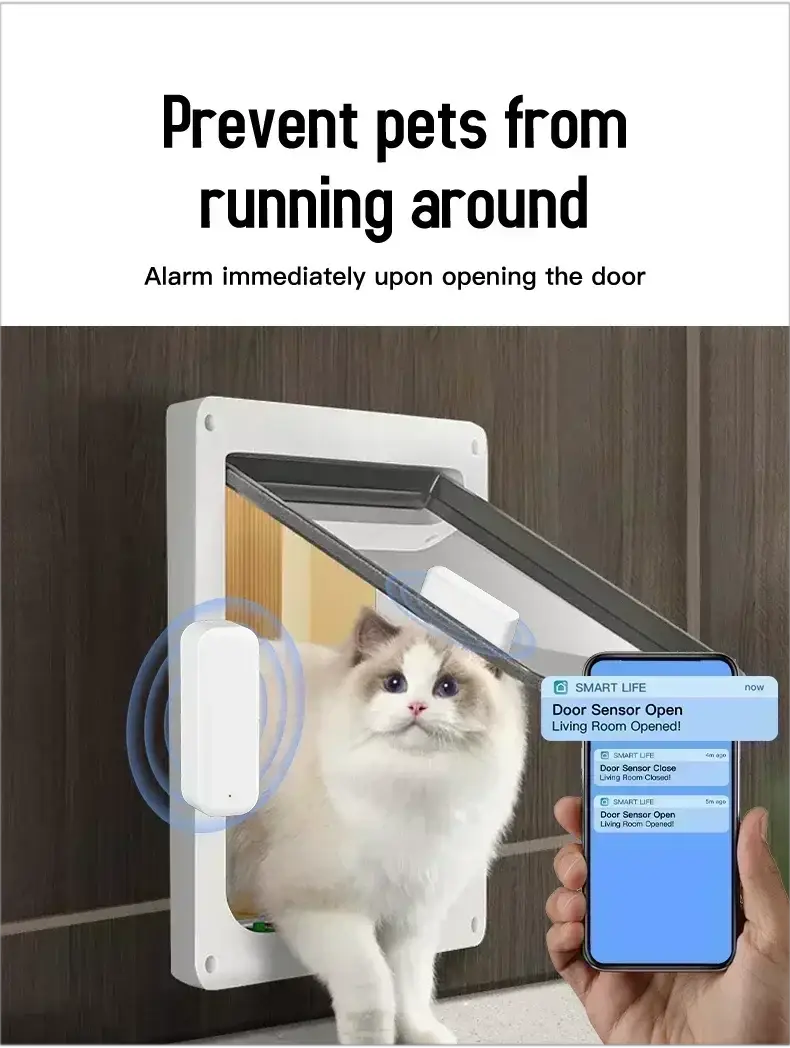 Door sensor Tuya WiFi Zigbee by Simples Market in white housing with Smart Life app alerts