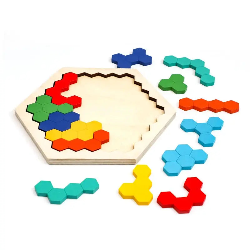 Colorful 3D Wooden Tangram Puzzle For Kids Educational Math Jigsaw Game Preschool Imagination Toys