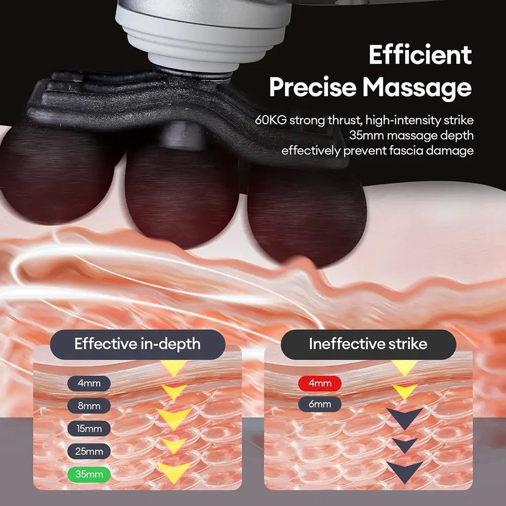 30-heads body massage gun in black with multiple heads for deep tissue massage, high-frequency fascia massager
