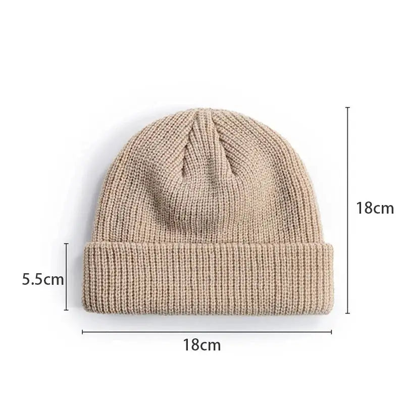 Rimiut Unisex Knitted Beanie Hat Wool Winter Cap Warm Solid Color Fashionable Autumn Men Women