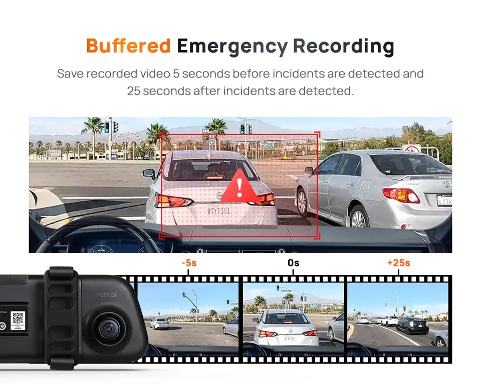 70mai Rearview Dash Cam S500 with 9.35-inch touchscreen and dual-channel HDR