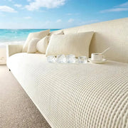 Summer Cooling Touch Anti-Slip Sofa Cover in ivory cream with textured weave for 1/2/3/4 seater