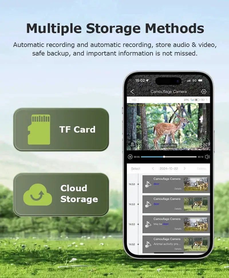 INQMEGA4G trail camera with TF Card and Cloud Storage options