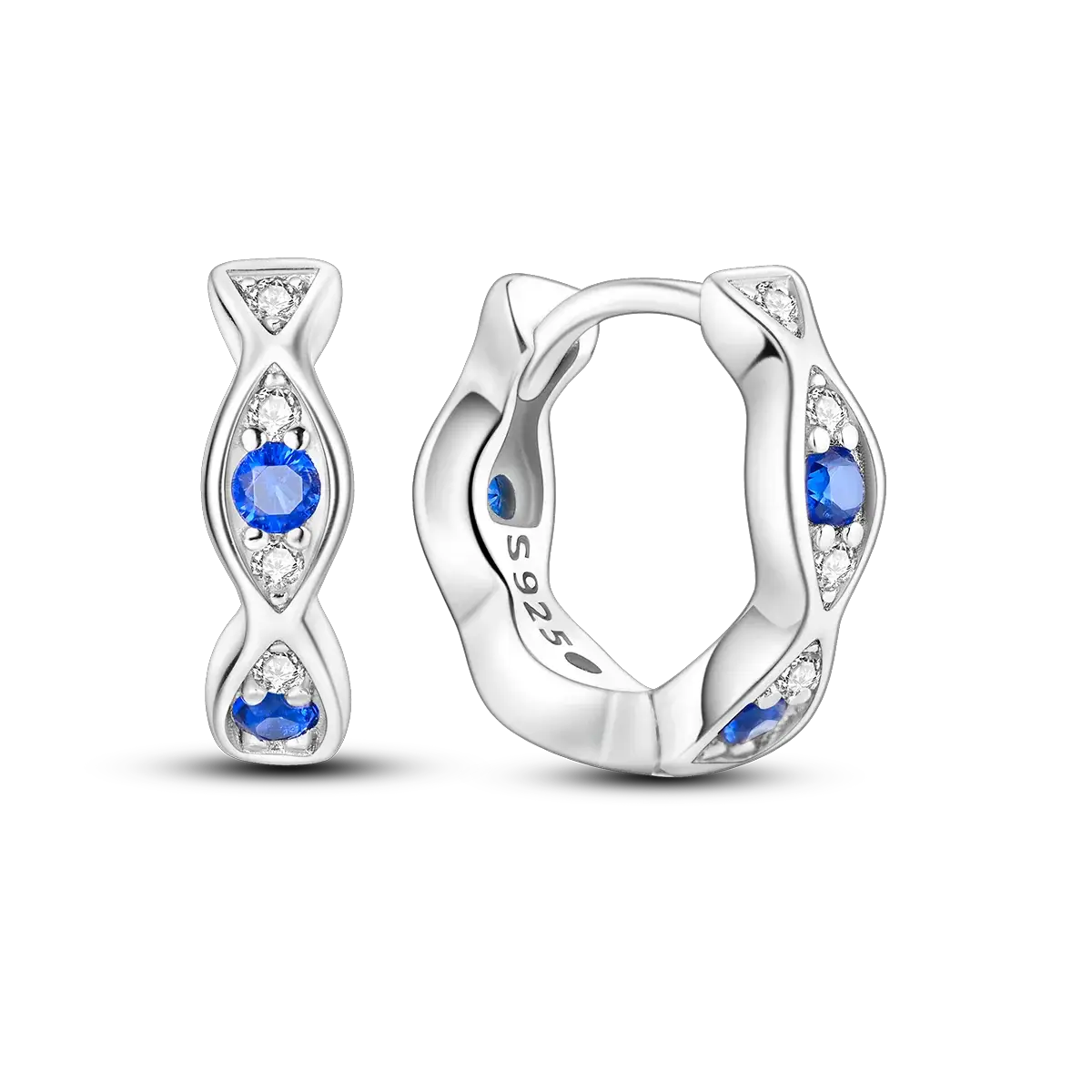 Original 925 Sterling Silver Blue Zirconium Butterfly Hoop Earrings For Women Colored Fine Jewelry Party Earrings