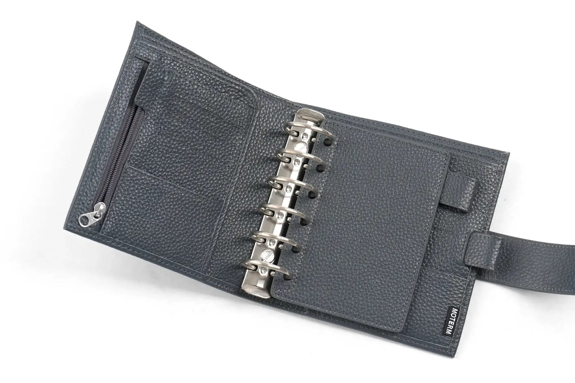 Moterm Luxe 2.0 pocket size planner in pebbled gray leather with 30mm ring binder by Simples Market