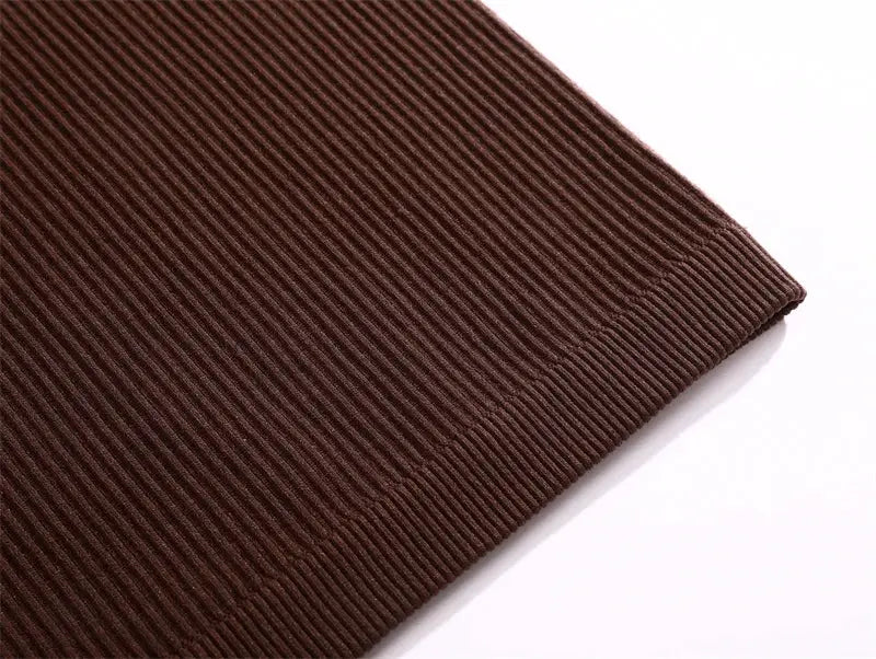 Women ribbed mini pencil skirt in brown; soft stretchy fabric, Simples Market