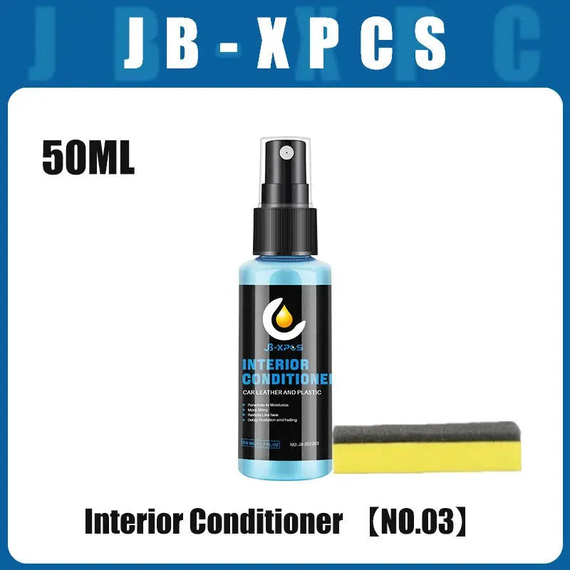 Interior Conditioner bottle by Simples Market for car leather and plastic, blue bottle with black label, 50ml and sponge