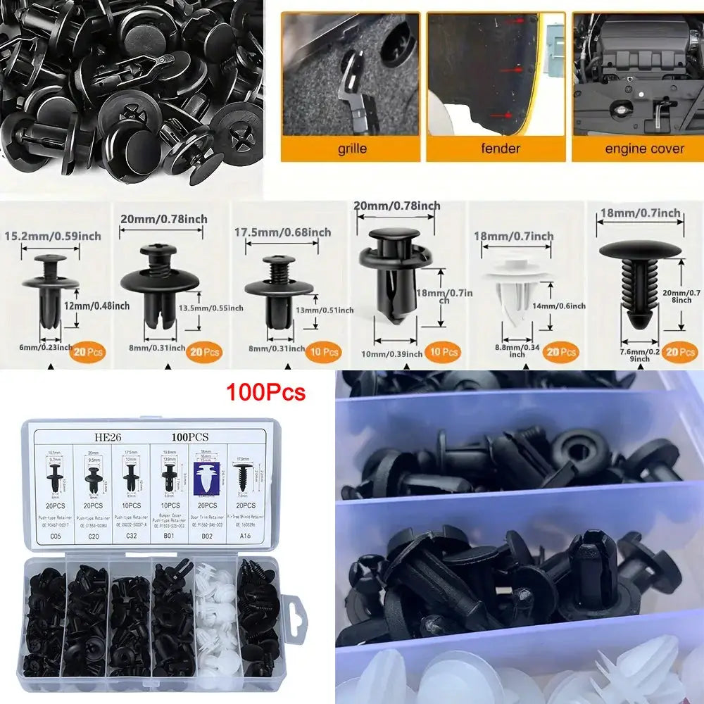 Simples Market 130Pcs bumper retainer clips kit with fastener remover for car door trim panels