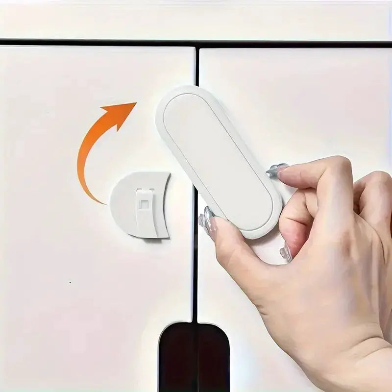 3-piece invisible magnetic cabinet lock set by Simples Market; white plastic, child-safety for drawers