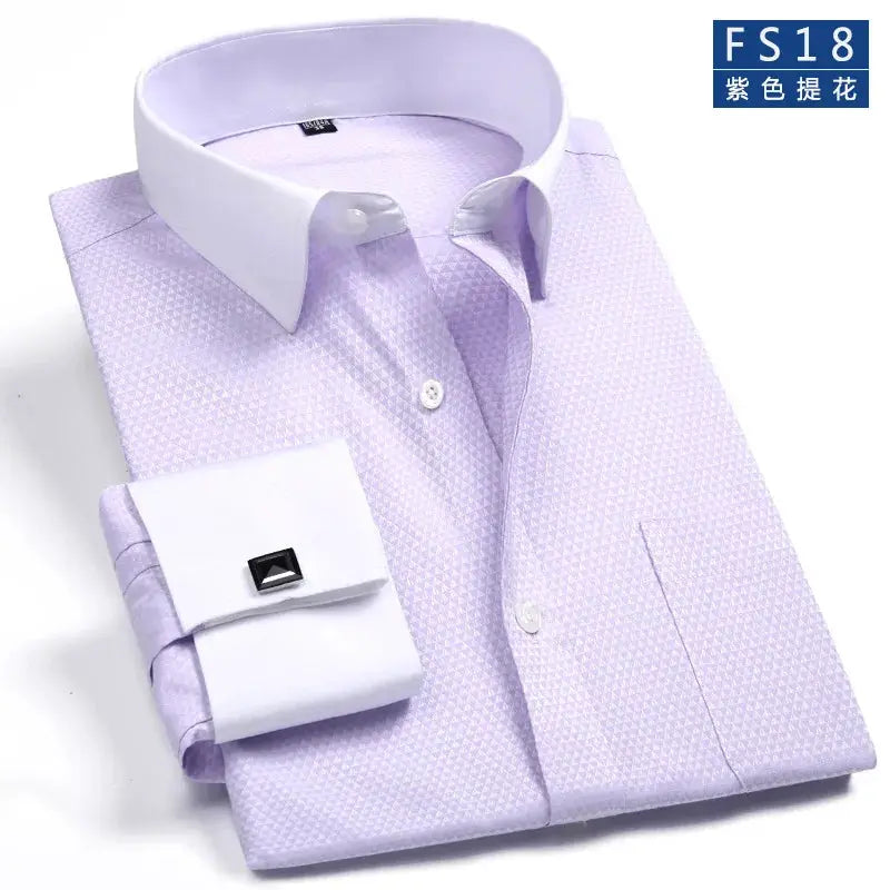 ClassicWear Men's French Cuff Dress Shirt Standard Fit Timeless Formal Style for Office and Weddings