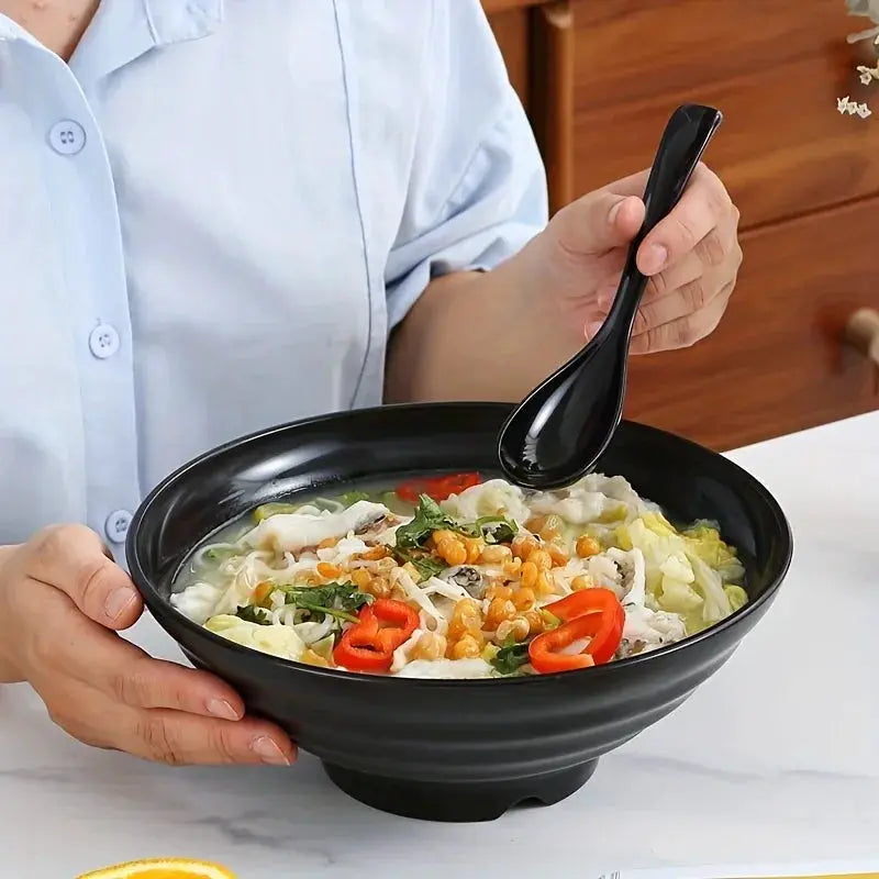 Thickened Plastic Ramen Bowl With Anti Slip Base Solid Color Lamian Salad Bowl For Kitchen Restaurant Not Ceramic