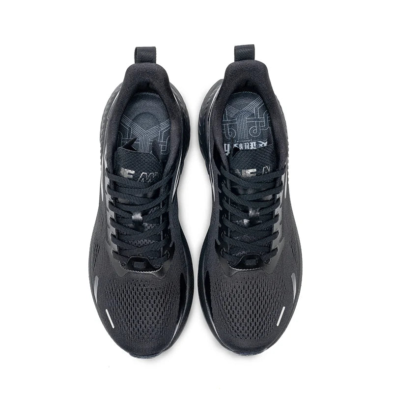 ONEMIX men's running shoes, black breathable mesh sneakers with lace-up, pair