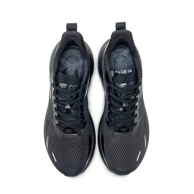 ONEMIX men's black breathable running shoes pair with mesh upper and cushioned sole