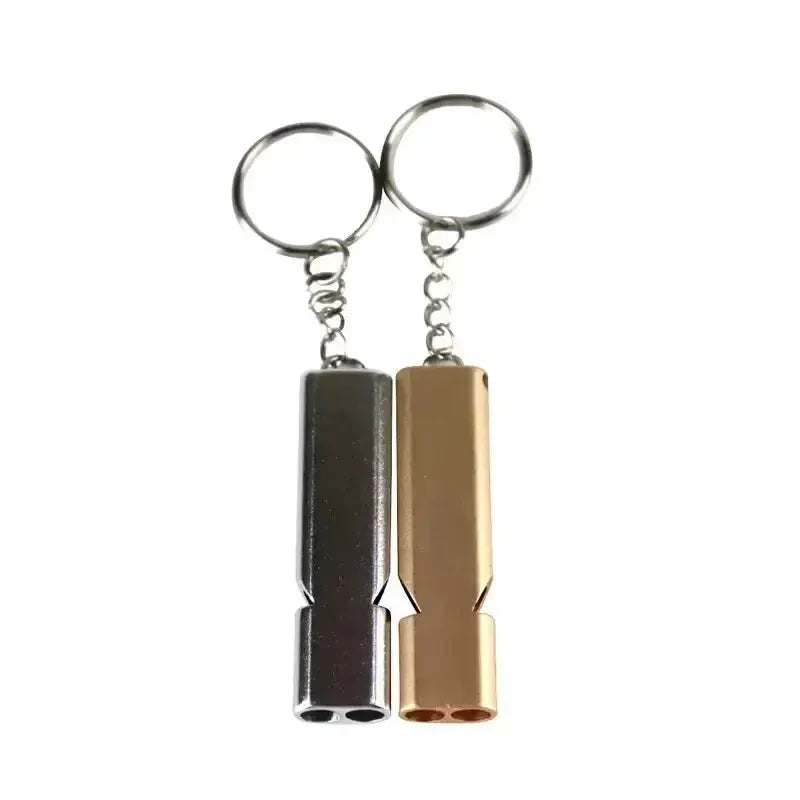 Flat Aluminum Alloy Dual Frequency Survival Whistle Compact EDC Emergency Tool For Outdoor Adventures And Hiking