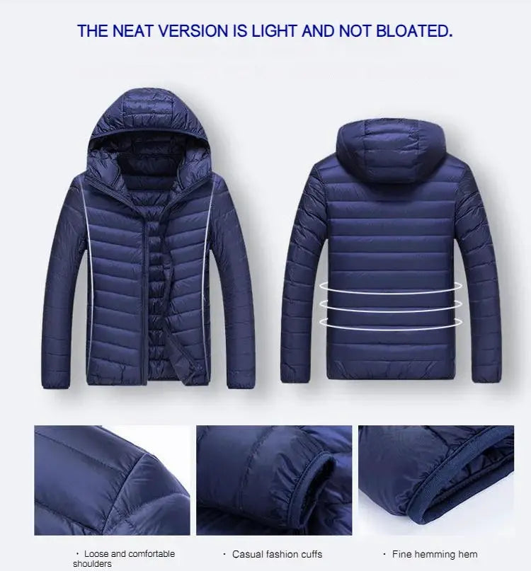 UETEEY men's down jacket, navy blue, ultra-light hooded windproof waterproof coat by Simples Market
