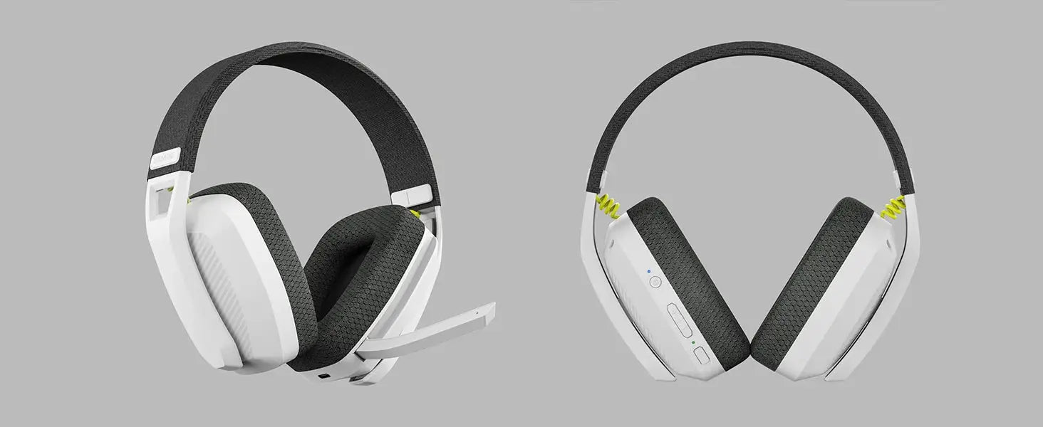BINNUNE BW06 wireless gaming headset with mic, white and gray, over-ear style, PS5/PS4/PC/Mac compatible