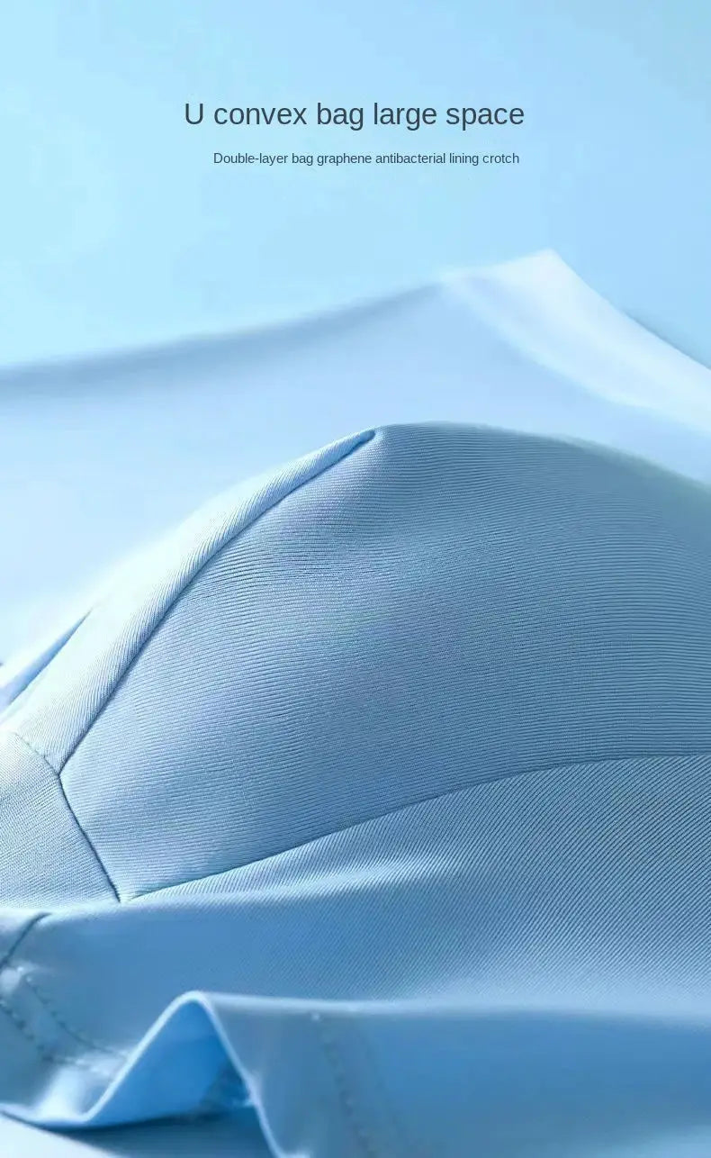 Boxer shorts set by Simples Market in blue ice-silk fabric; 4-pack breathable underwear