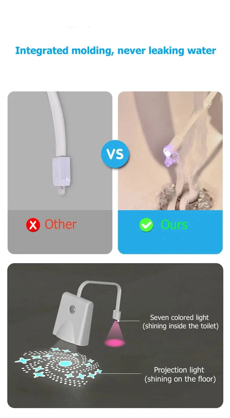 Toilet night light by Simples Market with colorful projection, USB charging, waterproof, human-sensing bathroom lamp