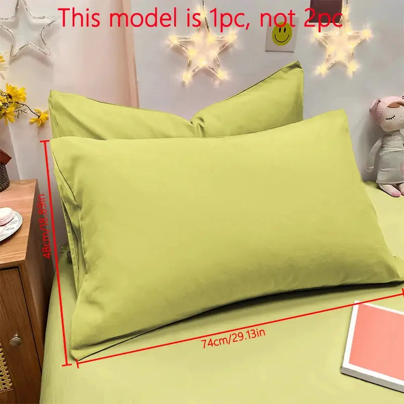 Simples Market matte green pillowcase, solid color bedding, 1pc, 74 cm x 48 cm