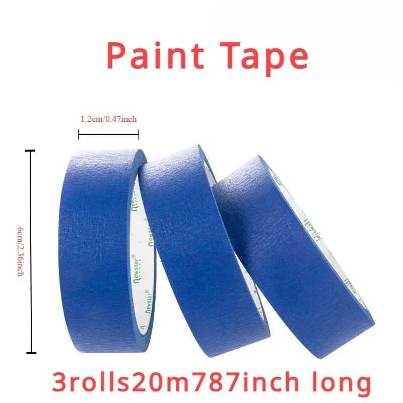 3 Roll Set Paint Masking Tape Multi Surface Easy Removal For Walls Crafts Art Construction Home 20m Per Roll