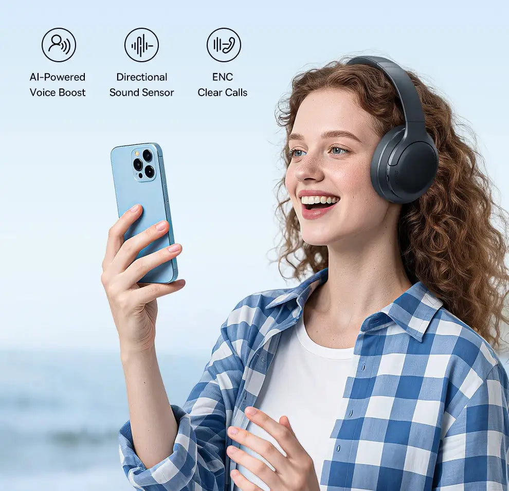 Baseus wireless over-ear headphones with 40mm drivers, foldable, black