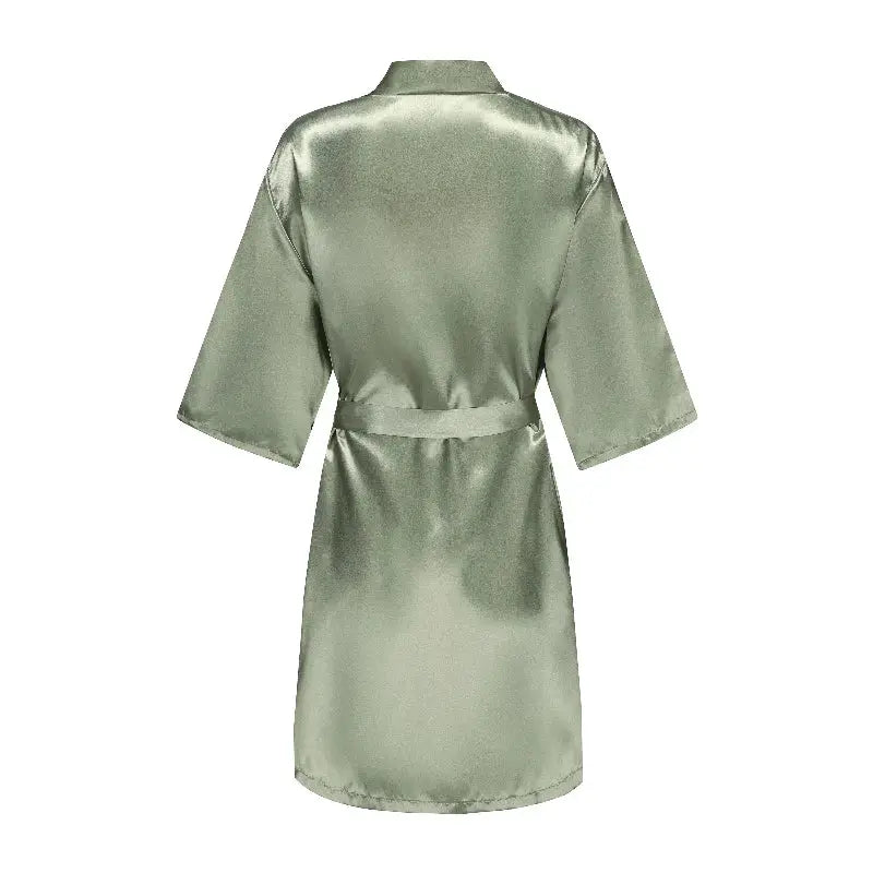 Bridal Satin Robes Set Grass Green White Short Getting Ready For Wedding Day Luxury Bride Monogram Bridesmaid