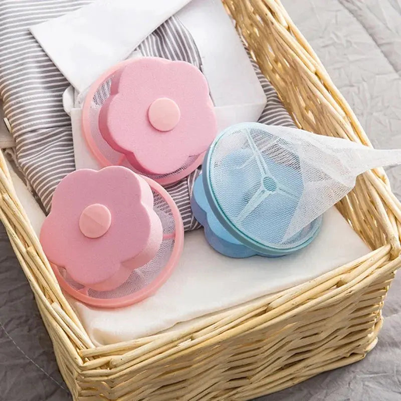 Plum Blossom Washing Machine Filter Hair Catcher Ball Mesh Reusable Pet Fur Lint Cleaner For Laundry