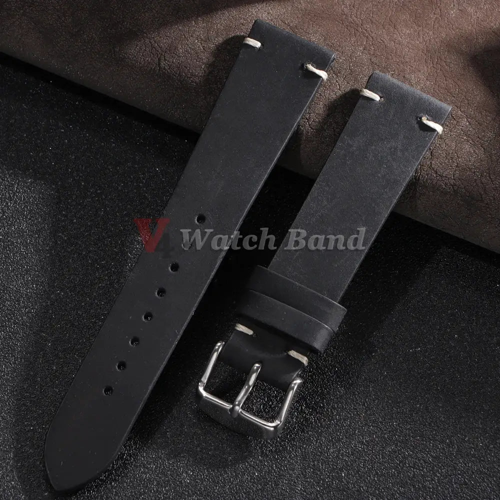 HeritageCraft Vintage Oil Wax Leather Watch Band Handmade Cowhide Strap 18mm to 24mm for Omega and Seiko Watches