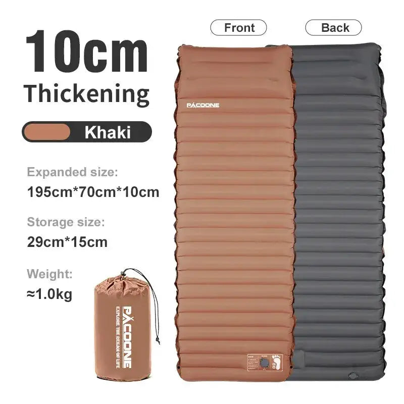Simples Market ultralight self-inflating air mattress; khaki and gray, 10 cm thick, 195x70x10 cm, includes carry bag