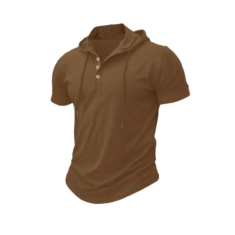 Men's Slim Fit Hooded Short Sleeve Tee Breathable Lightweight Sports Top For Fitness And Summer Wear