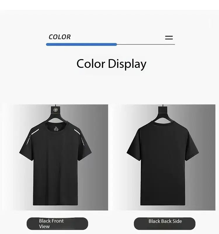 Simples Market men's quick-drying breathable hiking T-shirt in black, front and back views