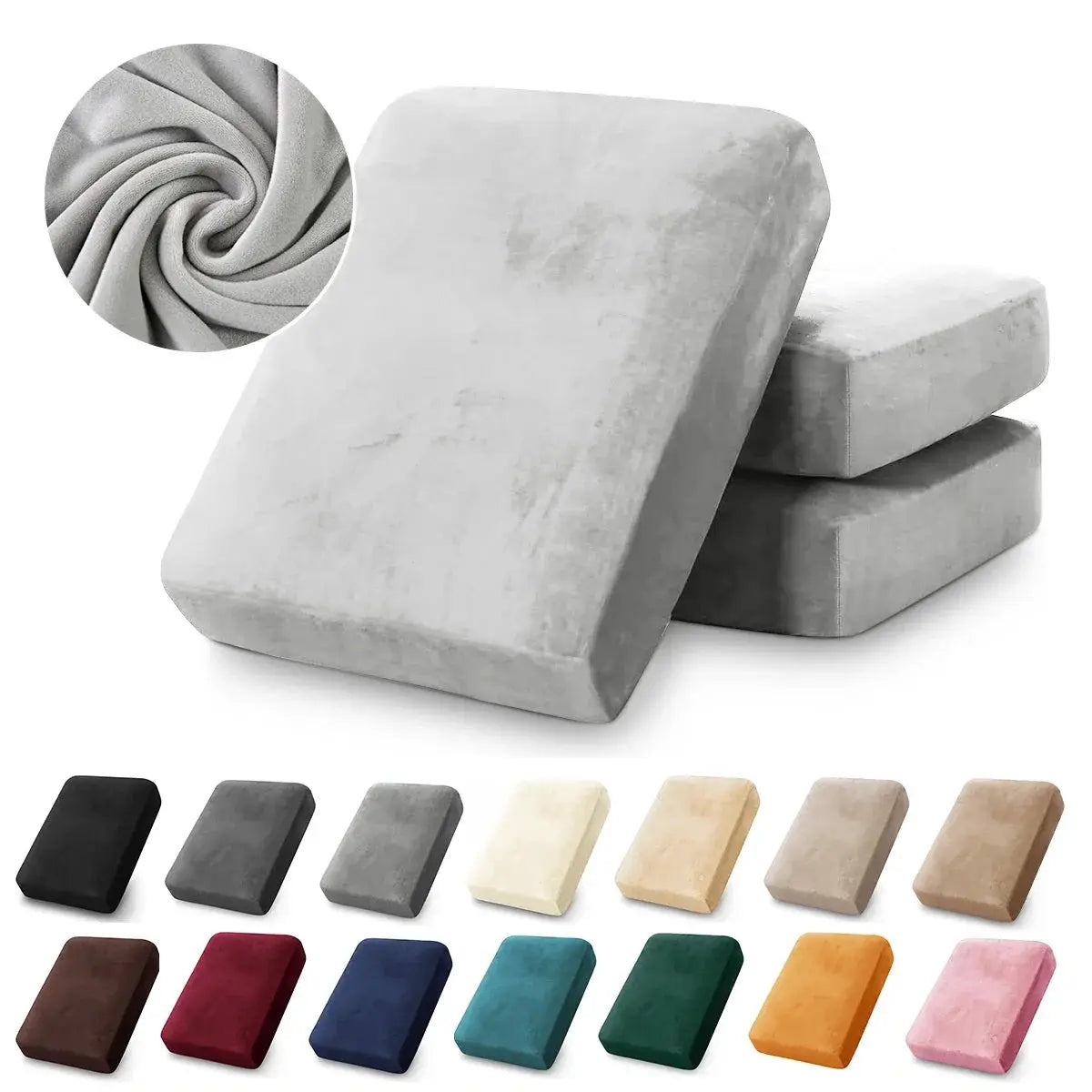 Simples Market velvet sofa cushion covers; soft stretch velvet, assorted colors for living room sofas