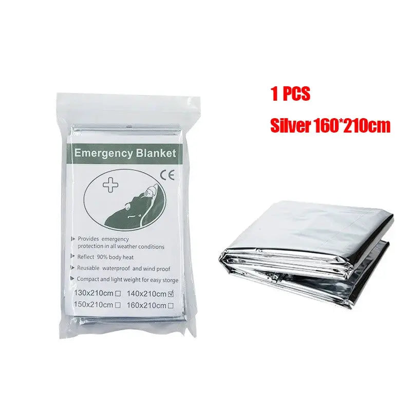 Emergency Thermal Poncho Blanket Lightweight Folding Weatherproof First Aid Camping Mat Cover Sunshade Water Resistant