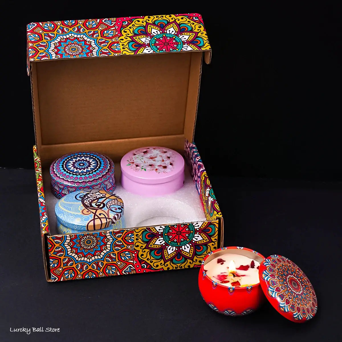 4 Piece Scented Candle Set Gift Islamic Arabian Patterns Smokeless Jar Candles For Couples Romantic Home Decor