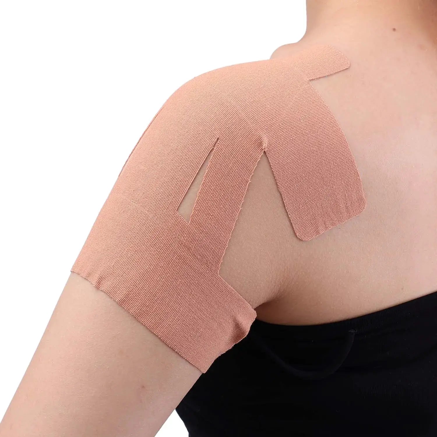 Shoulder kinesiology tape precut in peach, breathable and waterproof for shoulder support