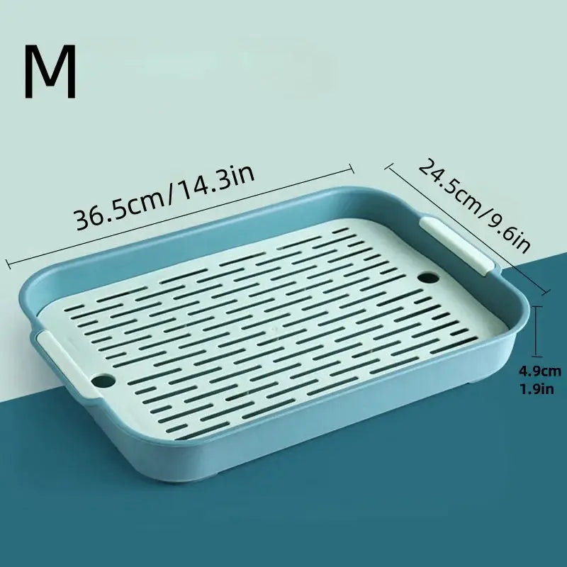 Rabbit litter box blue with slotted tray and side handles by Simples Market